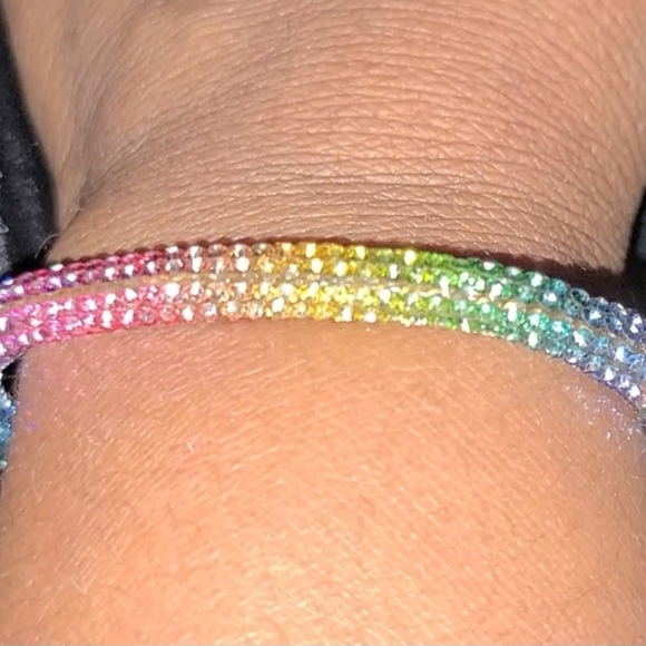 Elegant, beautiful rainbow bracelet, all occasion jeweled, Wrap Style rhinestone - Picture 3 of 6